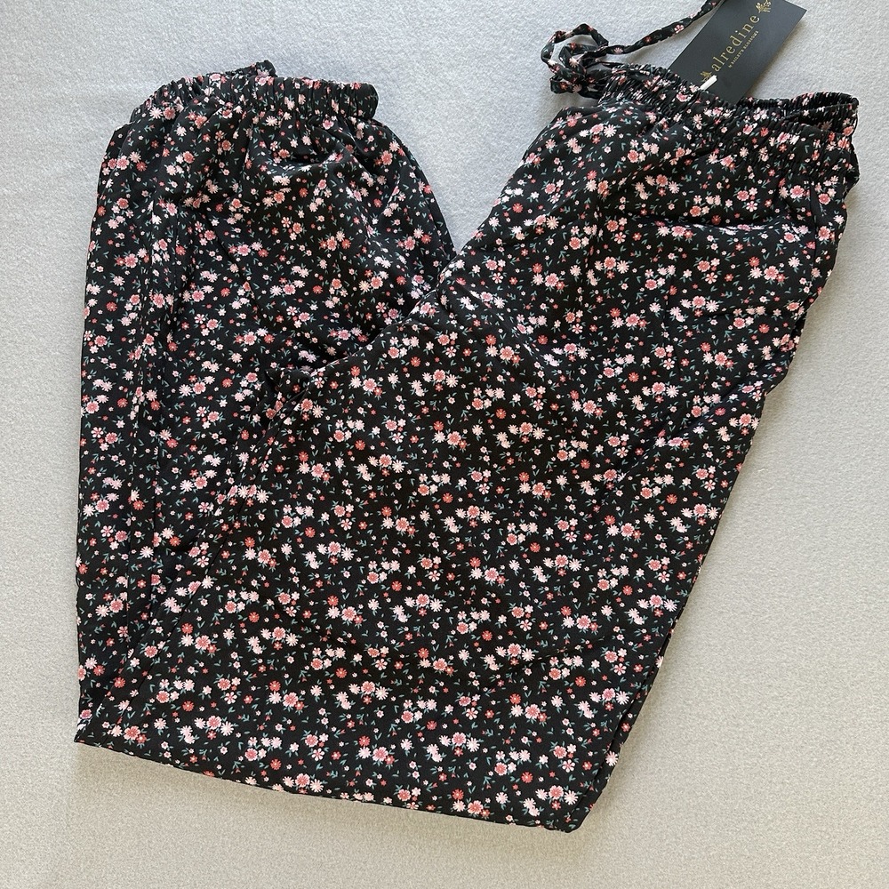 Floral Print Wide Leg Pants Ankle Cuff Or Pj's Women's Size Medium NEW - Picture 1 of 11